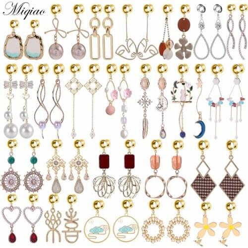 Miqiao 2pcs Hot-selling Personality Asymmetric Starry Sky Cat Water Drop Love Ears and Body Piercing Jewelry