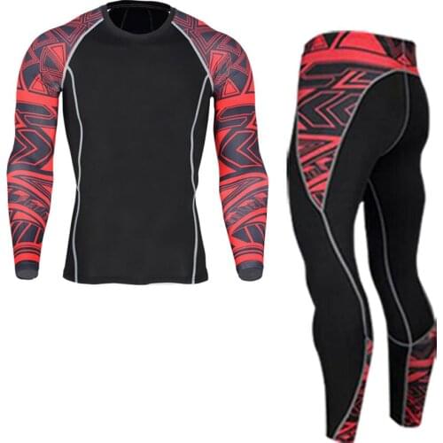 2019 Mens Compression Run jogging Suits Clothes Sports Set Long t shirt And Pants Fitness Training Sportswear clothing Sets