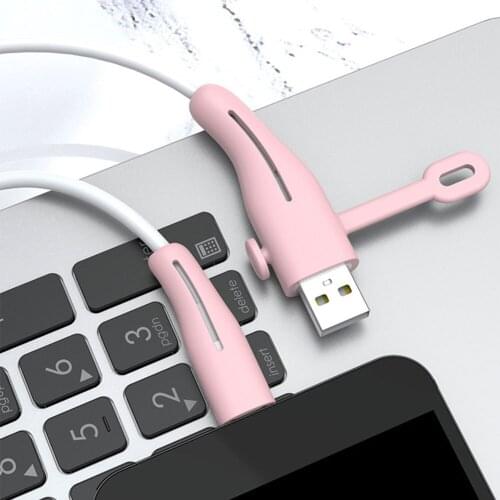 Soft Silicone Data Cable Protective Cover for Iphone Anti-breakage Data Cable Protector Desktop Charging Cable Winder Organizer