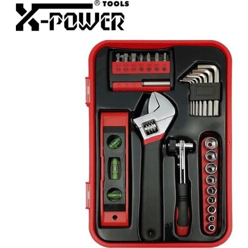 X-power Hand Tools Set Gradienter Ratchet Wrench 7pc Internal Hexagonal Wrenches 9pc Sockets Screwdriver For Daily Household Use