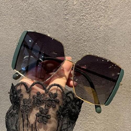 New Street Style Personality Sunglasses Female Sunglasses Ins Big Frame Square Metal Trendy Sunglasses