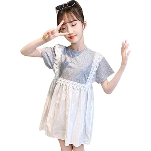 Girl Dress Patchwork Girls Dresses Lace Floral Children Party Dress Summer Costume Girl 6 8 10 12 14