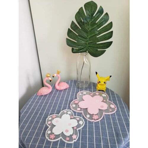 HOT Sakura Coaster For Glasses Dining Table Kitchen Accessories Cup Pad Table Mat Non-Slip Insulation PVC Placemats Table Set
