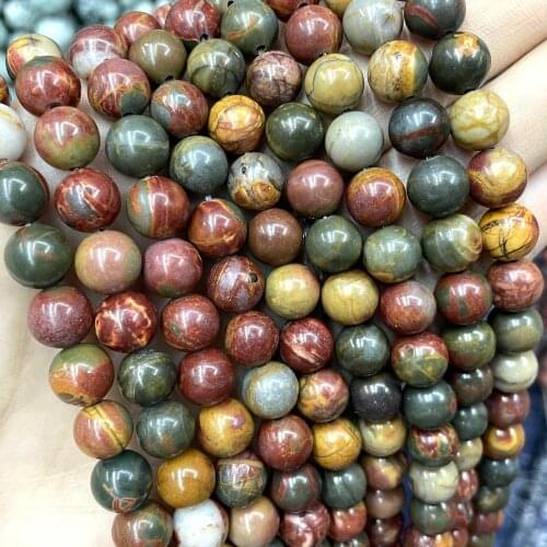 Natural Stone Colorful Picasso Round Loose Spacer Beads For Jewelry Making DIY Bracelet Earrings Accessories 4 6 8 10 12mm