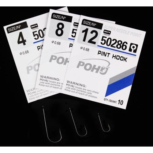 30 Pcs/10 Pcs/Pack Fishing Hook Pint Hook With Eye 50286 Sizie 3#-12# Sea Hook High Carbon Steel Silver Extra Long Hand