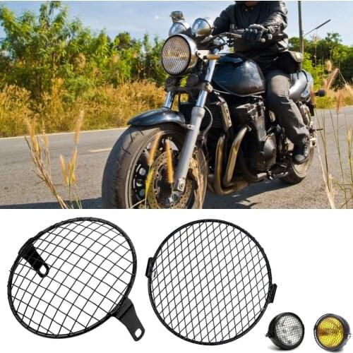 7'' Motorcycle Headlight Mesh Grill Metal Headlight Protector Guard Cover For Motorcycle Square Rhombus