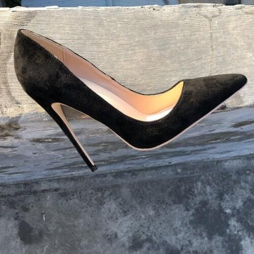 Fashion free shipping black suede red Leather Poined Toe Stiletto Heel high heel shoe pump HIGH-HEELED SHOES dress shoe