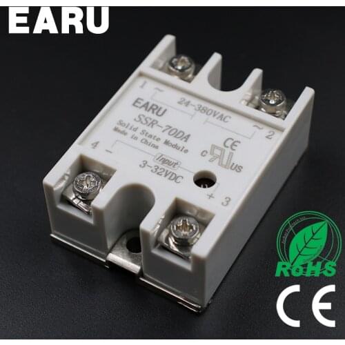 DC 3-32V Input AC 24-480V Output SSR 70A Solid State Relay SSR-70DA SSR-70 DA for PID Temperature Controller Voltage Transformer