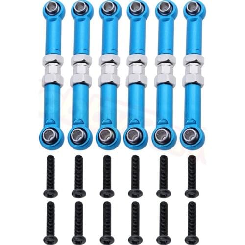 6x Aluminum Steering Linkage Servo Link Pull Rod Turnbuckle A959-03 for WLtoys A959 Upgrades A969 A979 1/18th RC Car