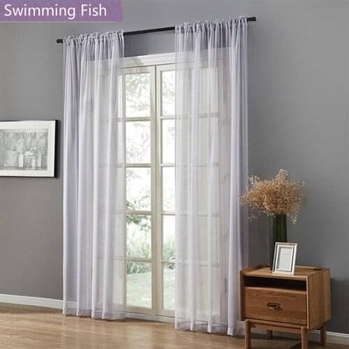 Many Colors Solid Window Voile Curtain Window Screen Sheer Curtain Blind For Bedroom Living Room Hotel Tulle Rod Pocket