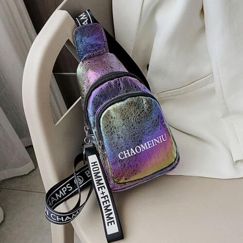 Women Chest Bag Laser Leather Shoulder Bag Young Girl Fashion Crossbody Chest Purse Casual Phone Travel Outdoor Waist Bags