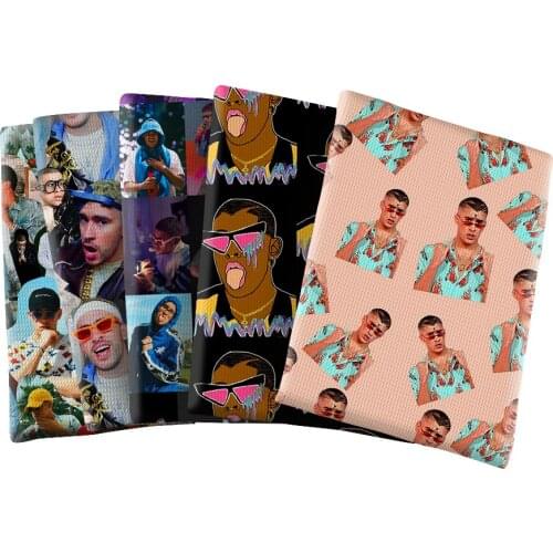 Bubble Fabric Singer Bad Bunny Pattern DIY Sewing Print Polyester Fabric Bubble Fabric for Home Textile 50*145cm