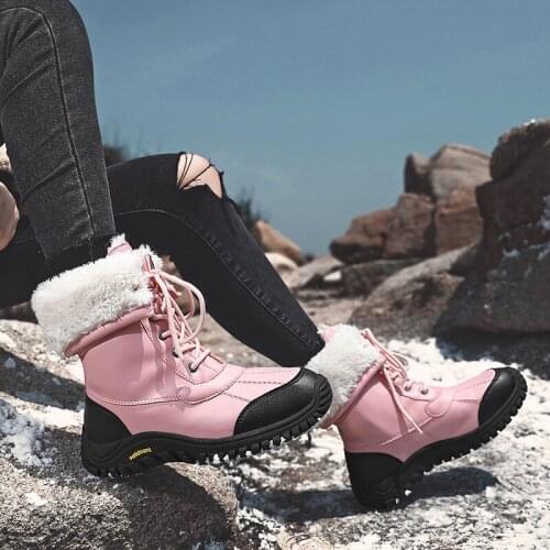 2021 New Winter Women Boots Keep Mid-Calf Snow Boots Women Lace-up Waterproof Comfortable Ladies Rain Boots Ski Boots