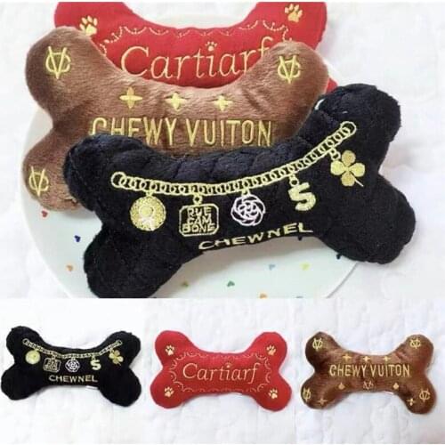 Bone Dog Toy Pet Bite Resistant Plush Puppy Squeaky Toy For Dogs Molar Chew Toys