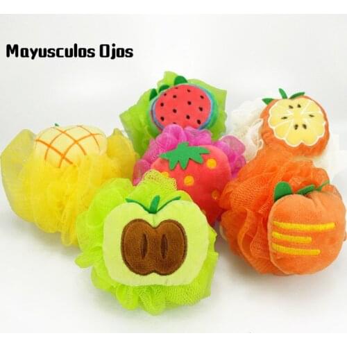 ZH 1PC Colored Fruit Shape Shower Bath Ball Towel Cute Bath Flower Bath Wipe Baby Care