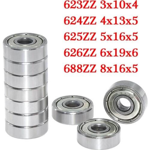 10pcs 626ZZ/624ZZ/623ZZ/688ZZ Ball Bearing 6x19x6mm Steel Miniature High-carbon Steel Single Row Ball Bearing 625ZZ & 3d printer