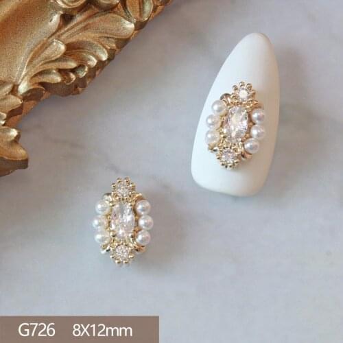 10pcs/lot Luxury Oval Ellipse 3D Alloy Nail Art Zircon Crystal Metal Manicure Nails Accesorios Supplies Decorations Charms G726