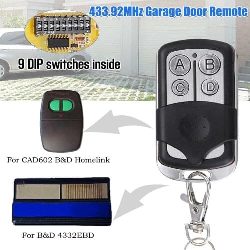 12V 433.92Mhz Garage Door Remote Control 9 DIP Switch For B&D Accent CAD603 062171/4332EBD