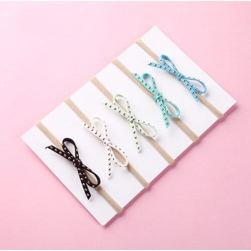 13 pcs/lot , Rivet Suede Bow on Soft Nylon Headband, baby shower gift, photo props