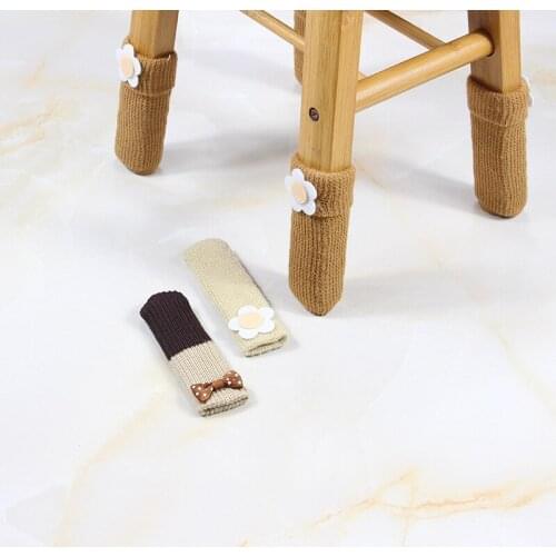 2pcs/4pcs Double Knit Chair Foot Cover Chair Leg Paws Socks Cloth Floor Protection Knitting Anti-slip Chair Legs Cover
