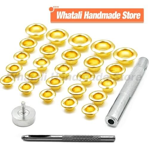 200set Gold Color Metal Eyelet Grommets With Eyelet Punch Die Tool Set For Bag Shoes Belt Clothing Leathercraft Accessories
