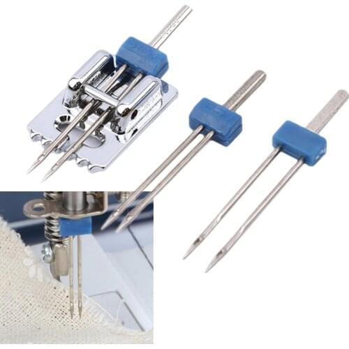 3pcs/set New Sewing Tools Double Twin Needles Wrinkled Sewing Presser Foot For Sewing Machine Size 2/90 3/90 4/90
