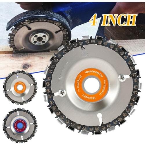 4 Inch Circular Saw Blade Woodworking Cutting Chainsaw Disc Wooden Carving Disc Saw Blade Chain Plate Angle Grinder Accessory