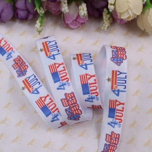 5/8"July 4th printed fold over elastic FOE for US Independence Day, 100yards/lot