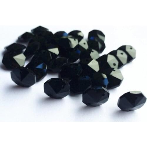 50pcs/lot 14mm Jet Glass Prism Parts Beads In Two Hole , DIY Curtain Pendant Beads Garland Strand Beads