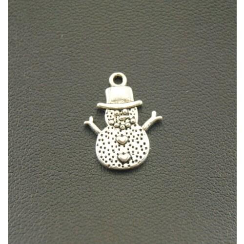 50 pcs Tibetan Silver Color Christmas Snowman Charms Pendants for Jewelry Making DIY Handmade Craft 20x15mm A795