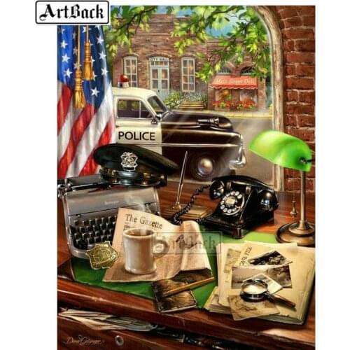 New Square full 5d diy diamond painting police car icon diamond embroidery 3d rhinestone mosaic painting decoration gift