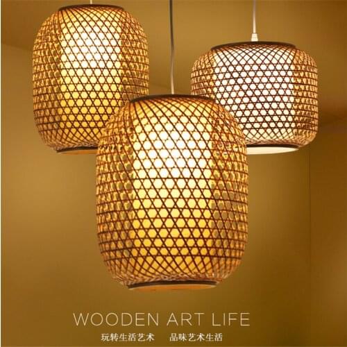 Bamboo Southeast Asian Hanging Pendant Lights Chinese Classical Restaurant Living Room Balcony Lantern Teahouse Lamps Fixtures