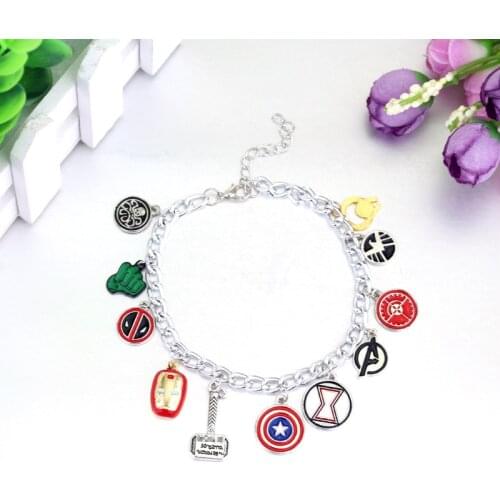 Movie The Avenger Bracelets for Women Hammer Shield Penant Zinc Alloy Bracelets for Boy Girl Gift