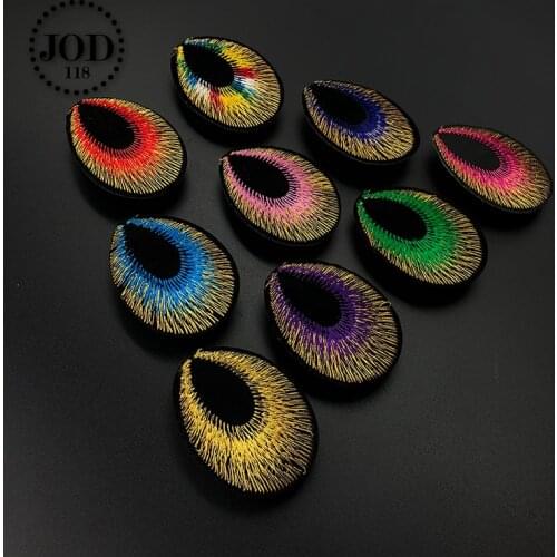 Colored Peacock Feather Iron-on Transfers Embroidered Patches Stripes for Clothing Badges Applique Thermal Stickers on Clothes