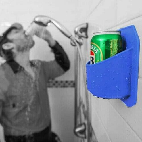Shower Drink Holder Suction Can Rack ABS Coffee Wine Sticks To Glass Seamless Fit Canned Beer Punch-free Bathroom Shelf