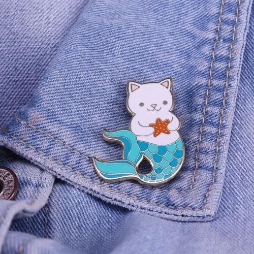 Cute Cat Mermaid Enamel Lapel Pin