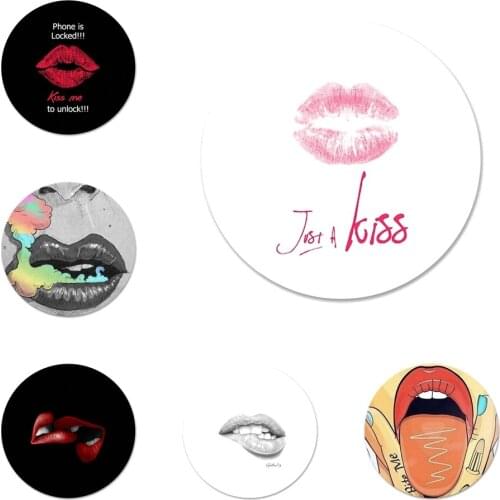 Sexy Girl red Lips Kiss Icons Pins Badge Decoration Brooches Metal Badges For Backpack Decoration 58mm