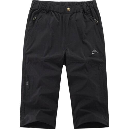 Hot 2020 Outdoor Summer Capri pants sports Quick-drying Camping Hiking Trousers Men Elastic Waist Zipper pocket Plus Size 5XL