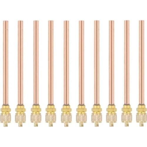 10 pcs Air Conditioner Access Valves Core Cap Core Remover Thickness 0.6mm Copper Tube Length 90mm
