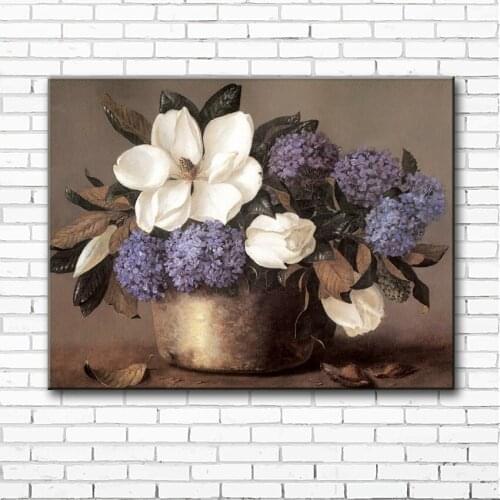 Classical purple flowers leaves scenery canvas printings oil painting printed on canvas living room wall art decoration picture