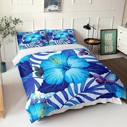 Bedding Set Leaves Duvet Cover Set Kids Teens Adults Bedclothes Green Home Textile Tropical Plant Bed Set Microfiber 3 Piece
