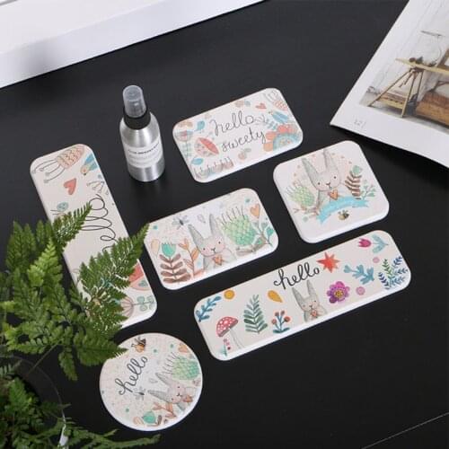Cartoon Rabbite Round Coaster Coffee Table Cup Mat Placemat Diatomite Heat Insulation Cup Pad Mildew Proof Kitchen Accessories