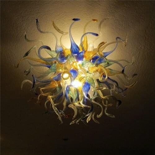 Blown Glass Chandelier Modern Art Glass Lighting Amber Cobalt Teal White Colored Chandelier