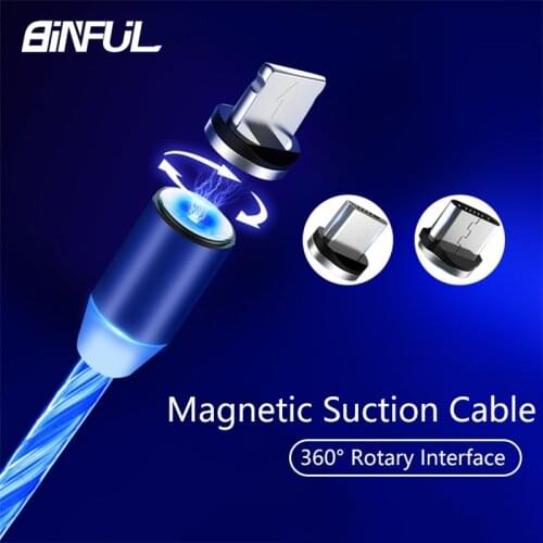 3 in 1 Magnetic Cable LED Micro USB Cable Lighting Type C Wire For iPhone Samsung Huawei Charger Magnetic Charge USB Micro Kable