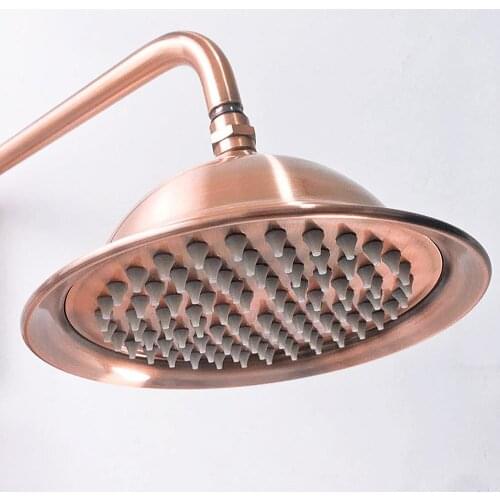 Antique Red Copper Shower Head 8 inch Round Rainfall Shower Head Bathroom Shower Head Rain Shower