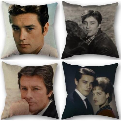 Custom Alain Delon Pillowcase Home Textile Cotton Pillow Covers Wedding Decorative Pillow Cover Square 45x45CM 0603
