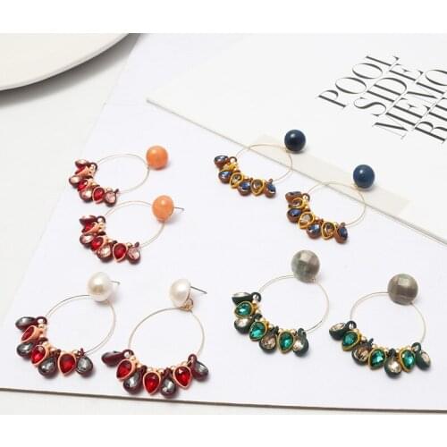 The New and Fashion Water Drop Set With Crystal Stone and Elegant Copper Ring Earrings