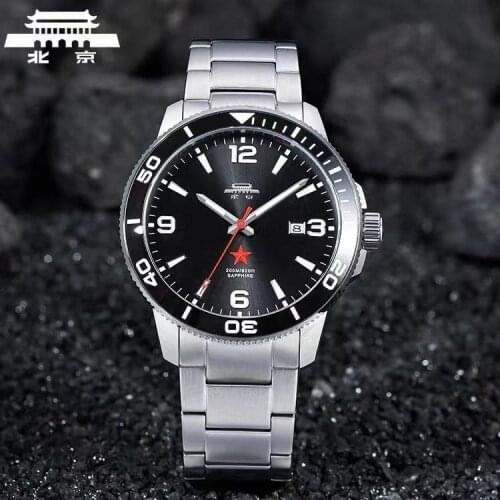 Beijing Watch Fashion Business Sports Stainless Steel Sapphire 200M Waterproof Skeleton Vintage Diver Utomatic Watch Men