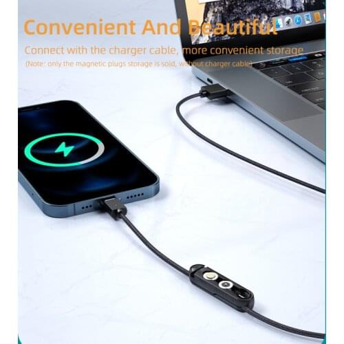 Portable Silicone Wire Storage Box Magnet Adapter Connector Essager Magnetic Cable Plug Case For IPhone Micro USB Type C Cable