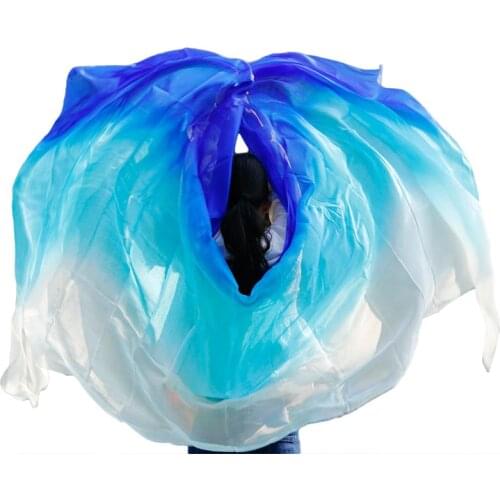 100% Silk Professional Handmade Veils Belly Dance Scarf Shawl Gradient Multi Color Silk Veil Belly Dance Accessories Kids Adults